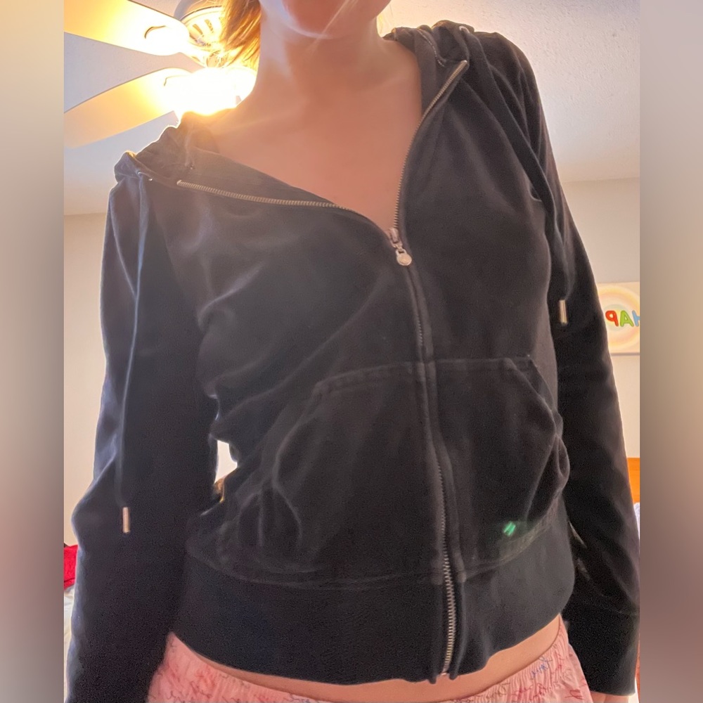Black velour zip up